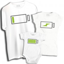 Trójpak rodzinny - w komplecie: koszulka męska, damska i dziecięca Battery level
