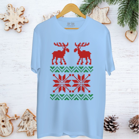 Męska koszulka z nadrukiem Snowy reindeers