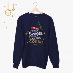 Bluza unisex z nadrukiem - Pierwsze Święta z Moją Żonką