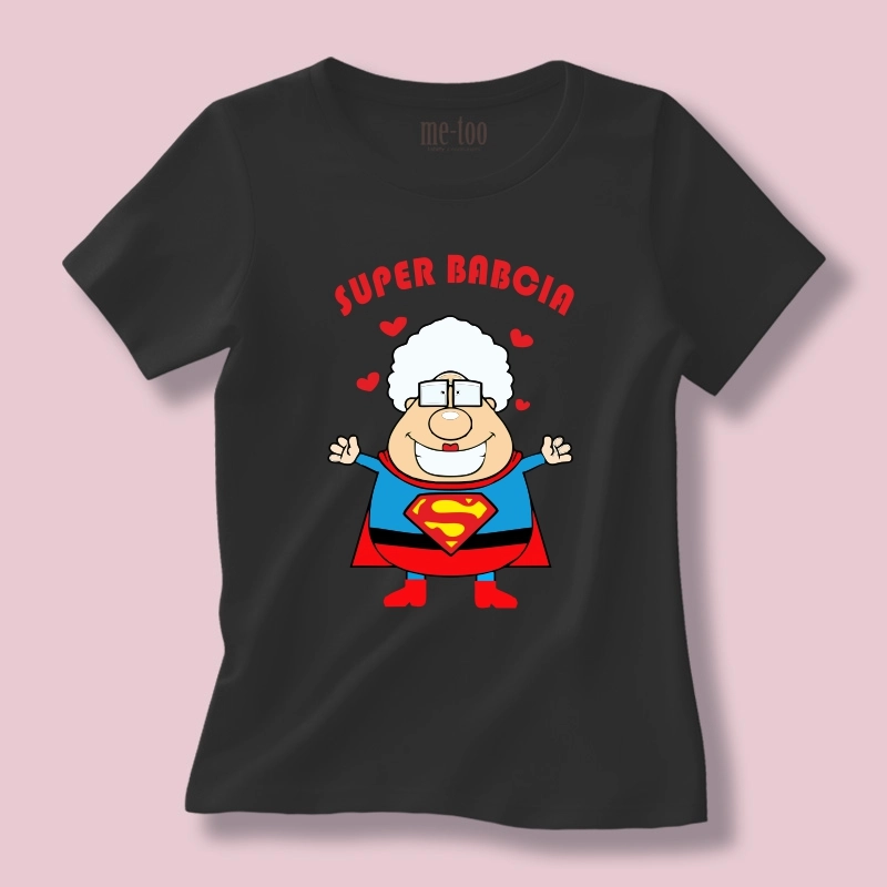 Super babcia - koszulka z nadrukiem babci-supermenki