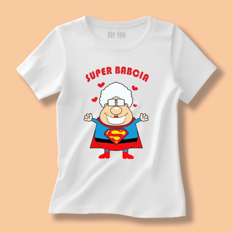 Super babcia - koszulka z nadrukiem babci-supermenki