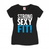 Damska koszulka z nadrukiem: Strong, sexy, fit!