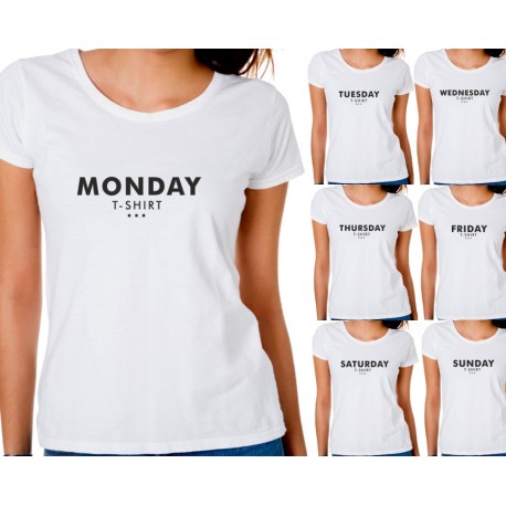 Komplet koszulek damskich na każdy dzień tygodnia